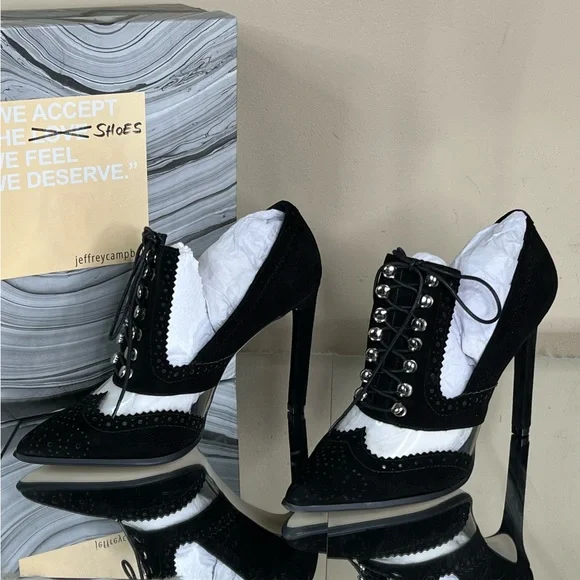 Jeffrey Campbell Vintage Salarino Suede Loafer Heel Bootie - Picture 2 of 8